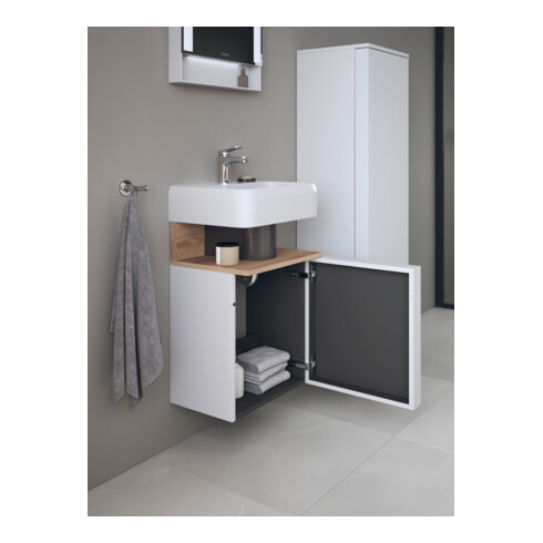 Duravit Meuble sous-lavabo Qatego 44x35x64,5 cm, 1 porte, droite, marbre œuf/blanc mat