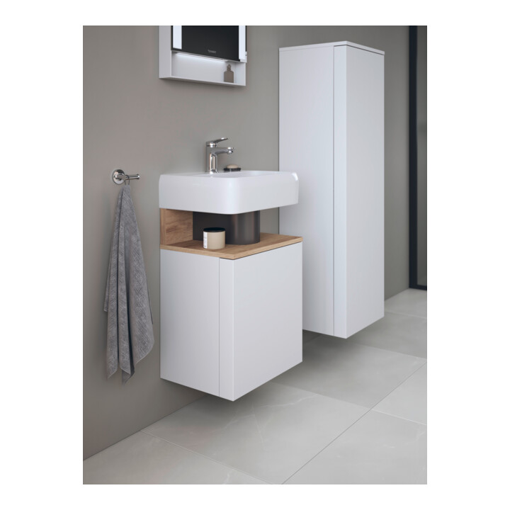 Duravit Meuble sous-lavabo Qatego 44x35x64,5 cm, 1 porte, droite, marbre œuf/blanc mat