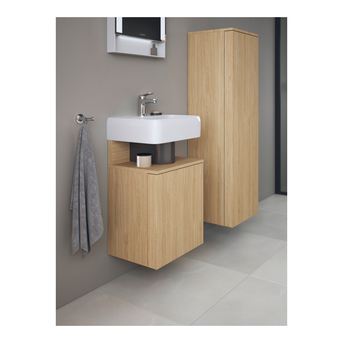 Duravit Meuble sous lavabo Qatego 44x35x64,5 cm, 1 porte, gauche, chêne naturel