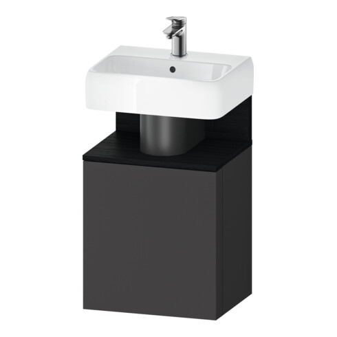 Duravit Meuble sous lavabo Qatego 44x35x64,5 cm, 1 porte, porte à gauche, blanc œuf/gris graphite mat