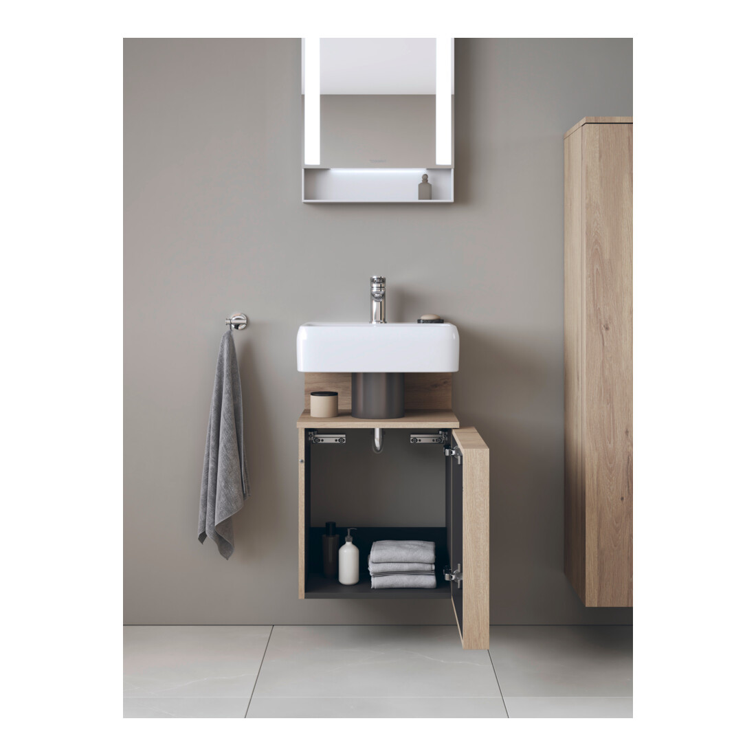 Duravit Meuble sous lavabo Qatego 44x35x64,5 cm, 1 porte, porte à gauche, marbré œuf