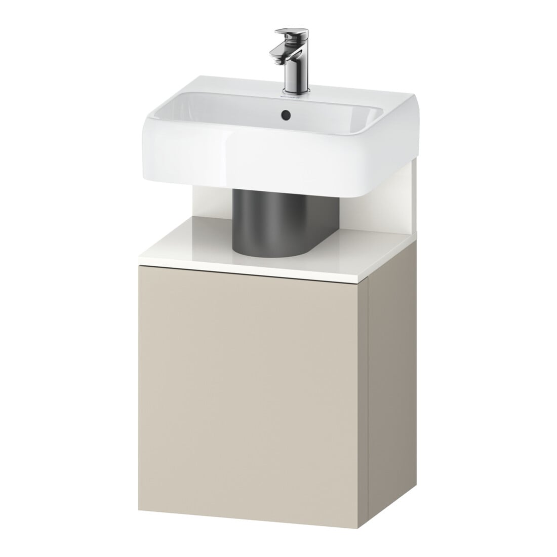 Duravit Meuble sous-lavabo Qatego 44x35x64,5 cm, 1 tiroir, droit, blanc brillant/taupe mat