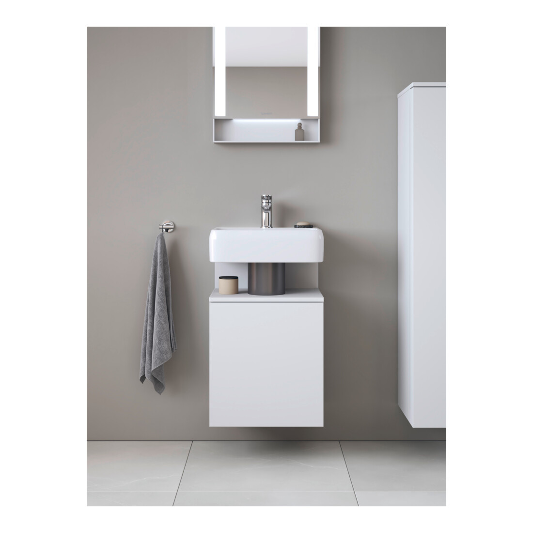 Duravit Meuble sous lavabo Qatego 44x35x64,5 cm, 1 tiroir, porte gauche, blanc mat