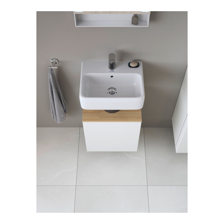 Duravit Meuble sous-lavabo Qatego 44x35x64,5 cm, 1 tiroir, T gauche, Ei naturel/blanc brillant