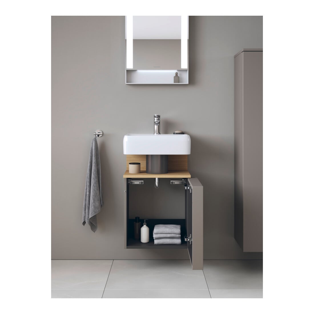 Duravit Meuble sous-lavabo Qatego 44x35x64,5 cm, 1 tiroir, tiroir gauche, blanc mat/naturel