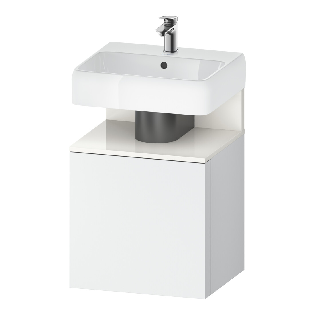 Duravit Meuble sous-lavabo Qatego 49x42x64,5 cm, 1 porte, porte gauche, blanc brillant/blanc mat