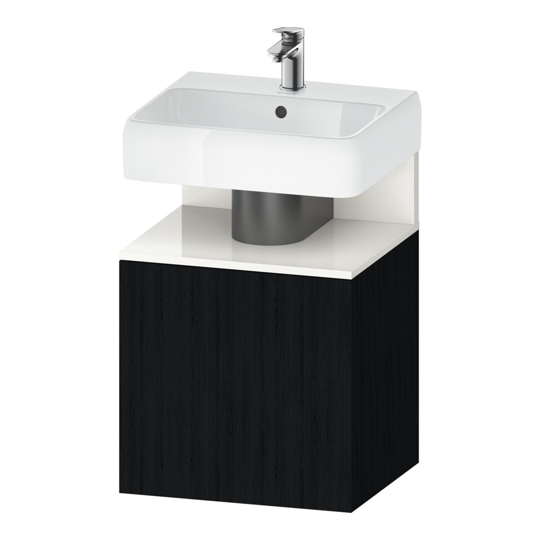 Duravit Meuble sous lavabo Qatego 49x42x64,5 cm, 1 tiroir, blanc brillant/chêne noir