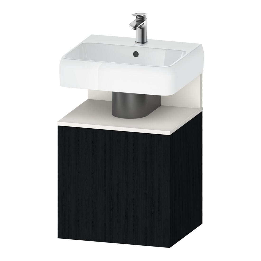 Duravit Meuble sous lavabo Qatego 49x42x64,5 cm, 1 tiroir, T d, blanc mat/chêne noir