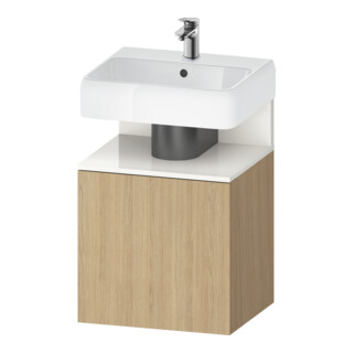 Duravit Meuble sous lavabo Qatego 49x42x64,5 cm, 1 tiroir, T dr, blanc brillant/chêne naturel