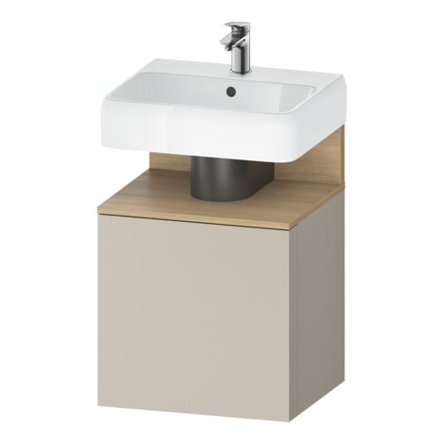 Duravit Meuble sous lavabo Qatego 49x42x64,5 cm, 1 tiroir, T gauche, œuf naturel/taupe mat