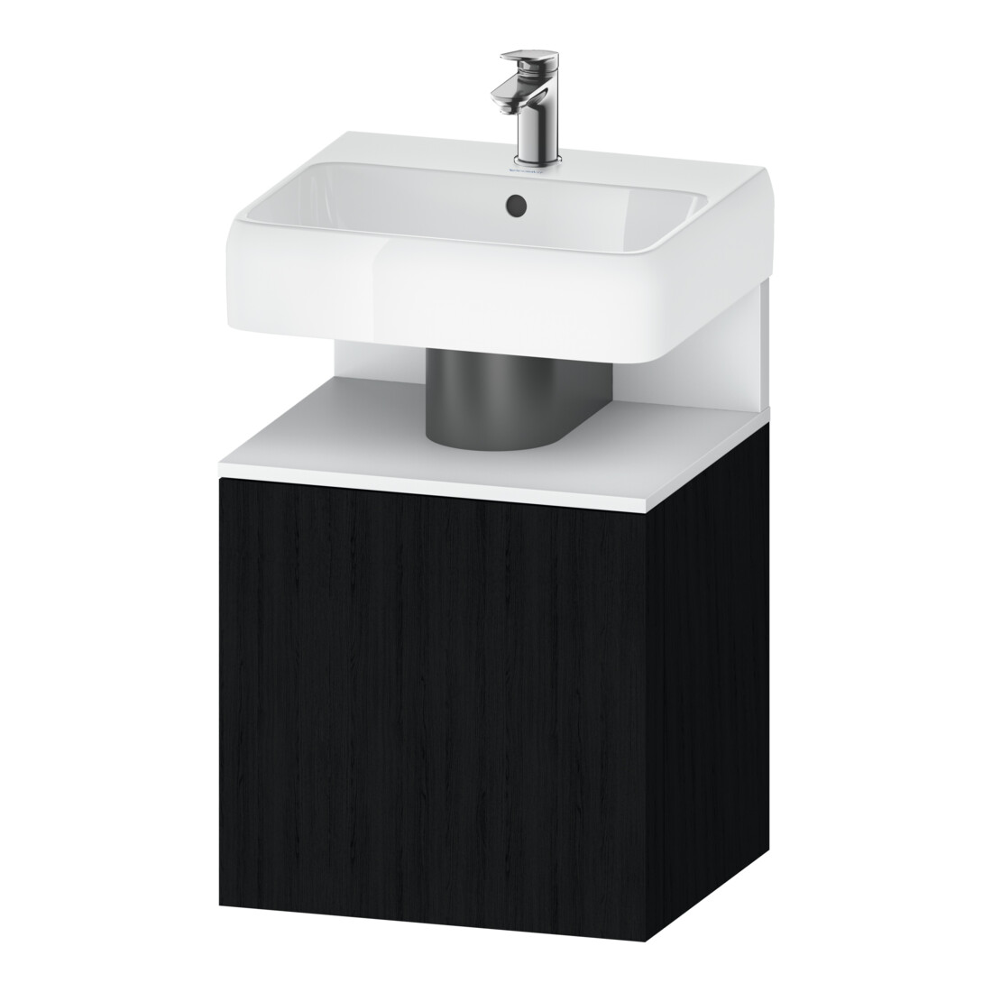 Duravit Meuble sous lavabo Qatego 49x42x64,5 cm, 1 tiroir, tiroir droit, blanc avec chêne noir
