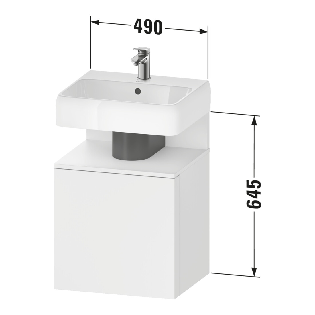 Duravit Meuble sous lavabo Qatego 49x42x64,5 cm, 1 tiroir, tiroir droit, blanc œuf/basalte mat