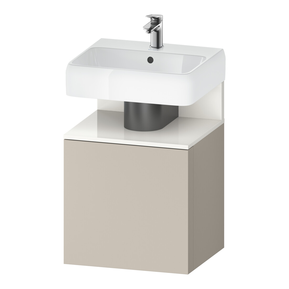 Duravit Meuble sous-lavabo Qatego 49x42x64,5cm, 1 tiroir, tiroir gauche, blanc brillant/taupe mat