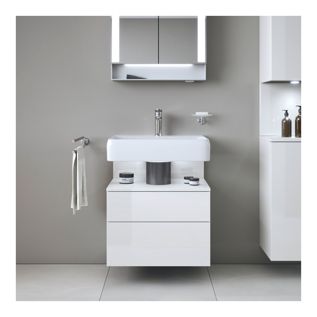 Duravit Meuble sous-lavabo Qatego 59x47x59 cm, blanc, 1 porte, avec niche