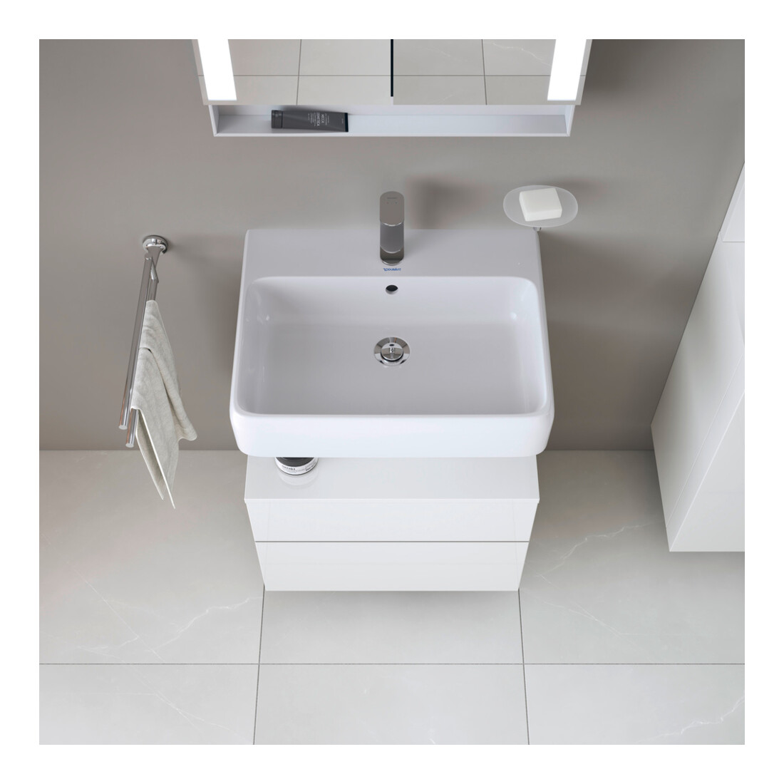 Duravit Meuble sous-lavabo Qatego 59x47x59 cm, blanc, 1 porte, avec niche
