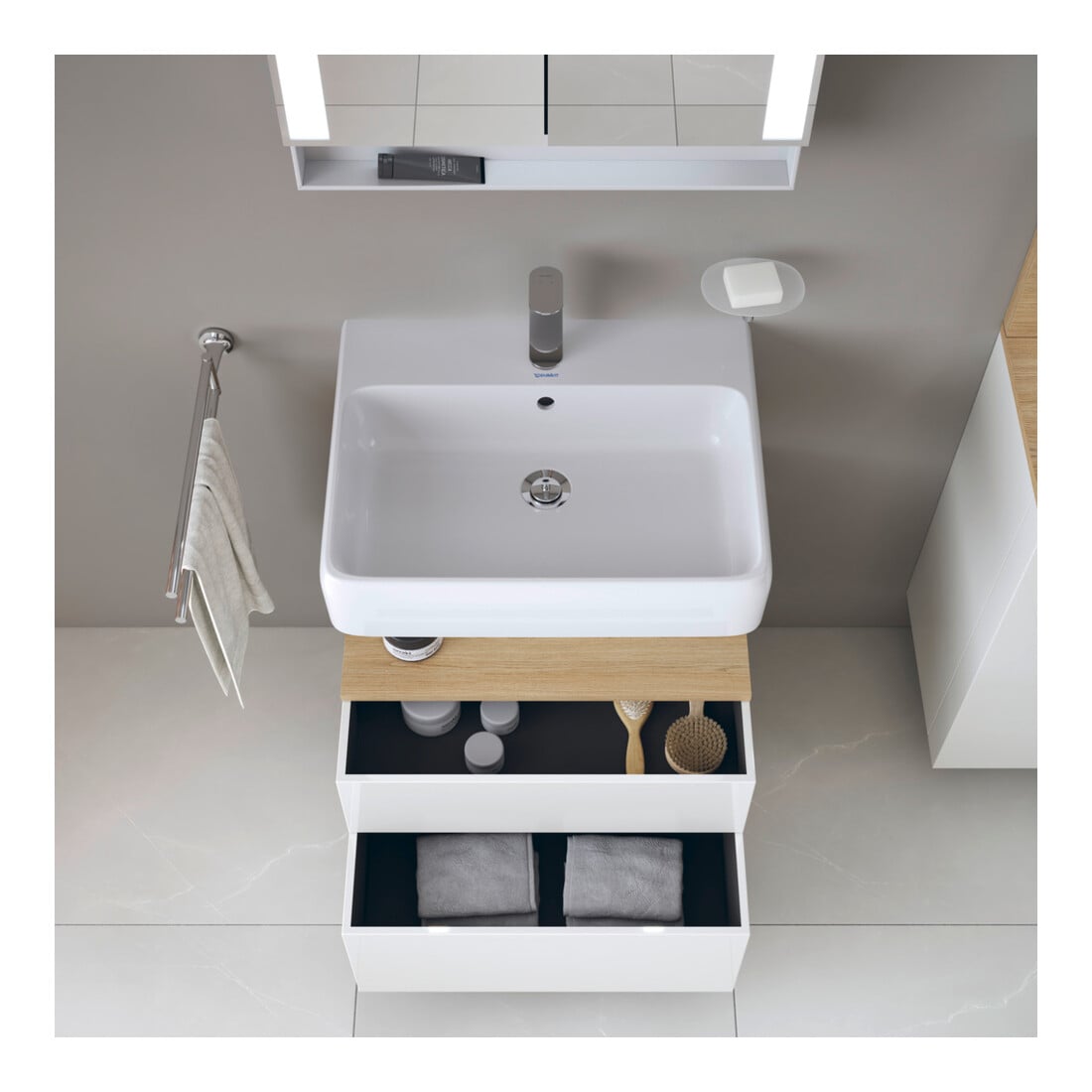 Duravit Meuble sous lavabo Qatego 59x47x59 cm, blanc, 1 porte, avec poignée