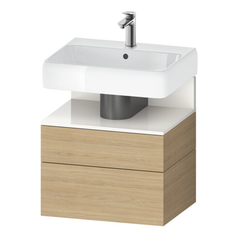 Duravit Meuble sous lavabo Qatego 59x47x59 cm, blanc brillant, 1 porte, avec niche