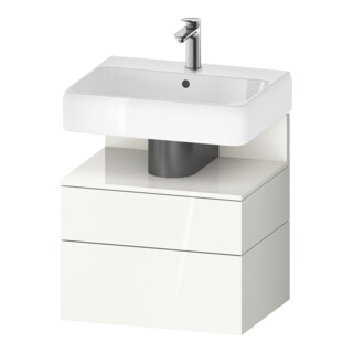 Duravit Meuble sous-lavabo Qatego 59x47x59 cm, blanc brillant, 1 tiroir, 1 coulissant