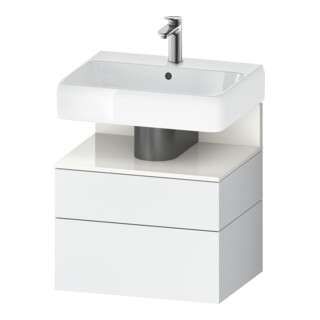 Duravit Meuble sous lavabo Qatego 59x47x59 cm, blanc brillant/blanc mat, 1 porte, 1 tiroir