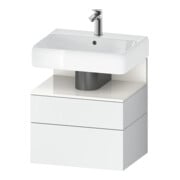 Duravit Meuble sous lavabo Qatego 59x47x59 cm, blanc brillant/blanc mat, 1 porte, 1 tiroir
