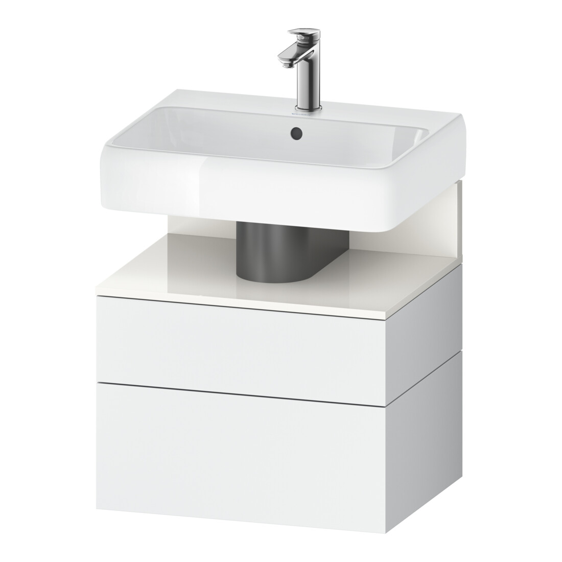 Duravit Meuble sous lavabo Qatego 59x47x59 cm, blanc brillant/blanc mat, 1 porte, 1 tiroir