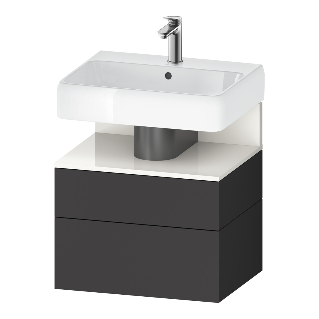 Duravit Meuble sous-lavabo Qatego 59x47x59 cm, blanc/gris, 1 porte, 1 tiroir