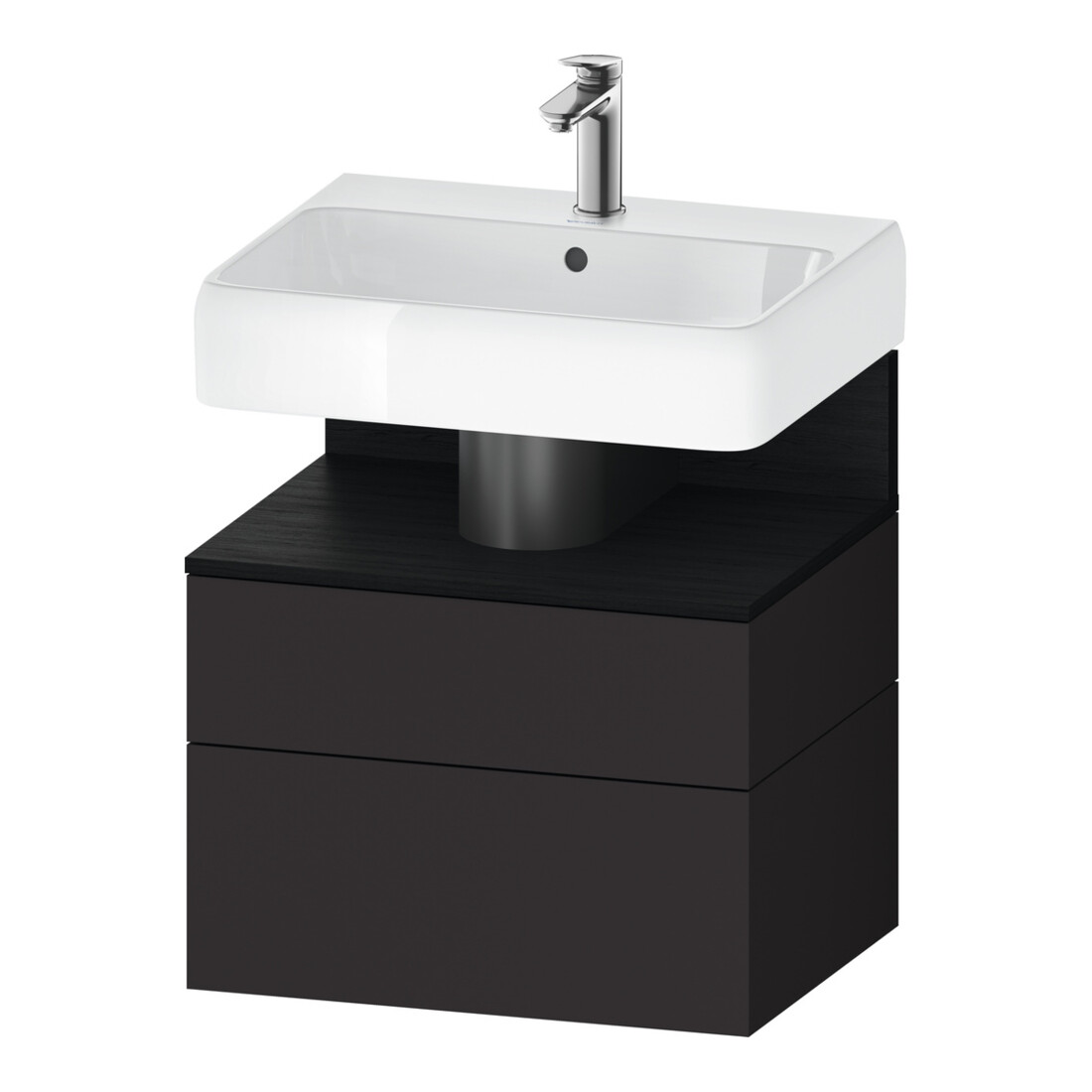 Duravit Meuble sous-lavabo Qatego 59x47x59 cm, blanc/gris, 1 porte, avec poignée