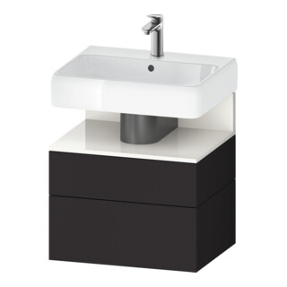Duravit Meuble sous lavabo Qatego 59x47x59 cm, blanc/gris, 1 porte, avec poignée