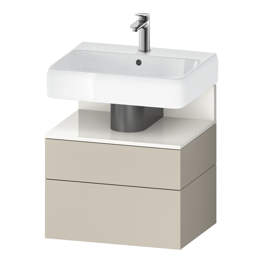 Duravit Meuble sous-lavabo Qatego 59x47x59 cm, blanc/gris taupe, 1 porte, 1 tiroir