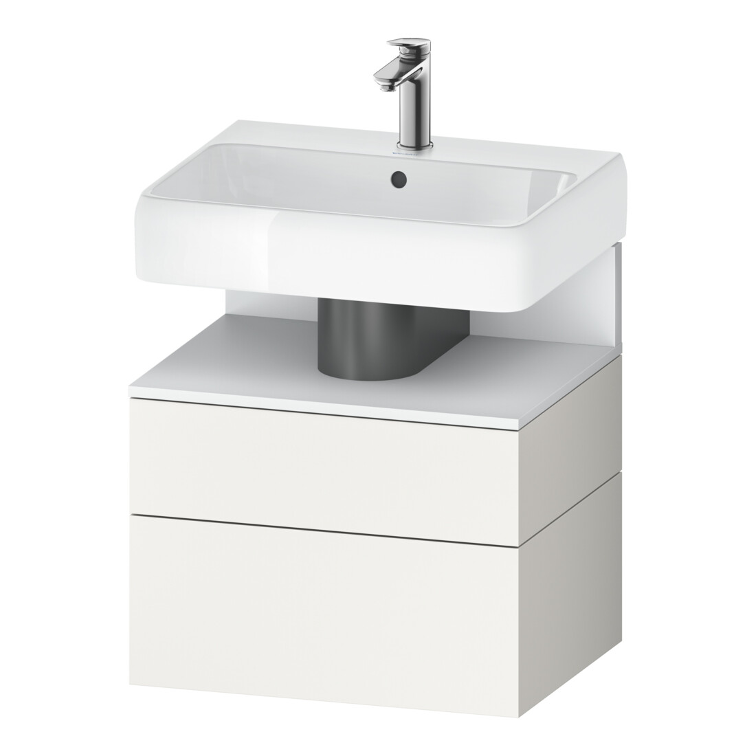 Duravit Meuble sous lavabo Qatego 59x47x59 cm, blanc mat, 1 porte, 1 tiroir