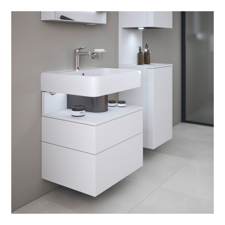 Duravit Meuble sous lavabo Qatego 59x47x59 cm, blanc mat, 1 porte, sans niche