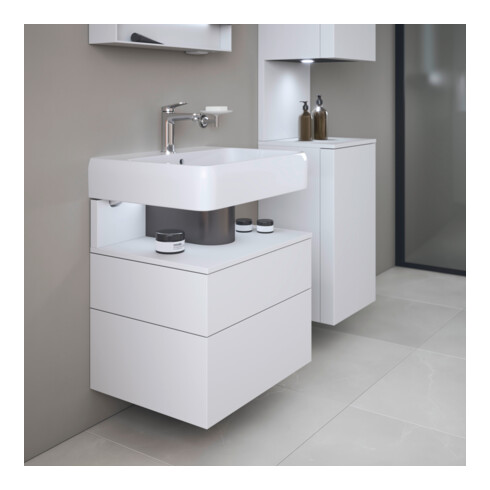 Duravit Meuble sous lavabo Qatego 59x47x59 cm, blanc mat, 1 porte, sans niche