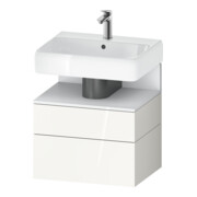 Duravit Meuble sous-lavabo Qatego 59x47x59 cm, blanc mat/blanc brillant, 1 porte, 1 tiroir