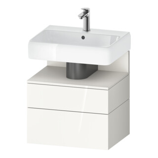 Duravit Meuble sous lavabo Qatego 59x47x59 cm, blanc mat/blanc brillant, 1 porte, 1 tiroir