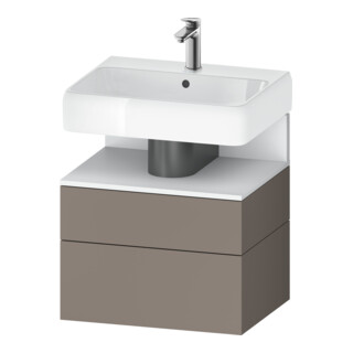 Duravit Meuble sous-lavabo Qatego 59x47x59 cm, blanc mat/bois mat, 1 porte, 1 tiroir