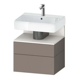 Duravit Meuble sous lavabo Qatego 59x47x59 cm, blanc mat/bois mat, 1 porte, 1 tiroir