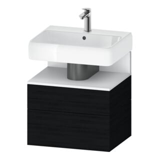 Duravit Meuble sous-lavabo Qatego 59x47x59 cm, blanc mat/éclat, 1 tiroir, avec niche
