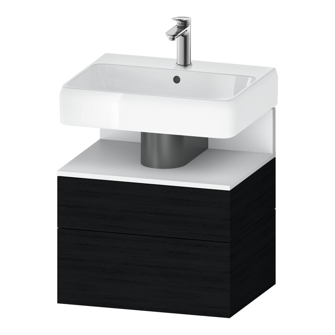 Duravit Meuble sous-lavabo Qatego 59x47x59 cm, blanc mat/éclat, 1 tiroir, avec niche