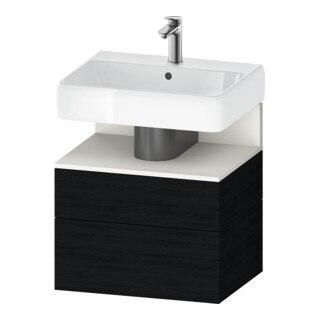 Duravit Meuble sous lavabo Qatego 59x47x59 cm, blanc mat/essence, 1 porte, avec niche