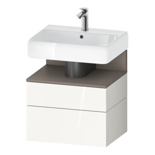 Duravit Meuble sous lavabo Qatego 59x47x59 cm, blanc mat/gris, 1 porte, 1 tiroir