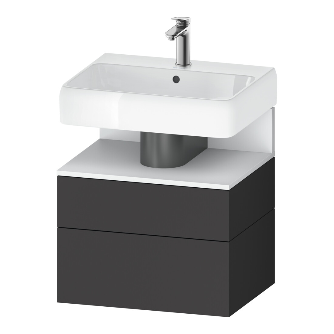 Duravit Meuble sous-lavabo Qatego 59x47x59 cm, blanc mat/gris mat, 1 porte, 1 tiroir