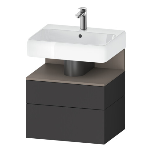 Duravit Meuble sous-lavabo Qatego 59x47x59 cm, blanc mat/gris mat, 1 porte, 1 tiroir