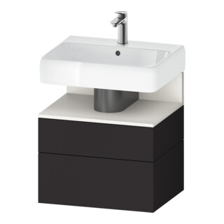 Duravit Meuble sous lavabo Qatego 59x47x59 cm, blanc mat/gris mat, 1 porte, 1 tiroir