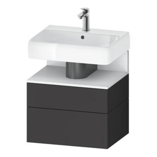 Duravit Meuble sous lavabo Qatego 59x47x59 cm, blanc mat/gris mat, 1 porte, niche intégrée