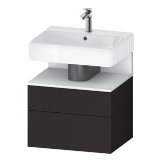 Duravit Meuble sous lavabo Qatego 59x47x59 cm, blanc mat/gris mat, 1 porte, niche intégrée