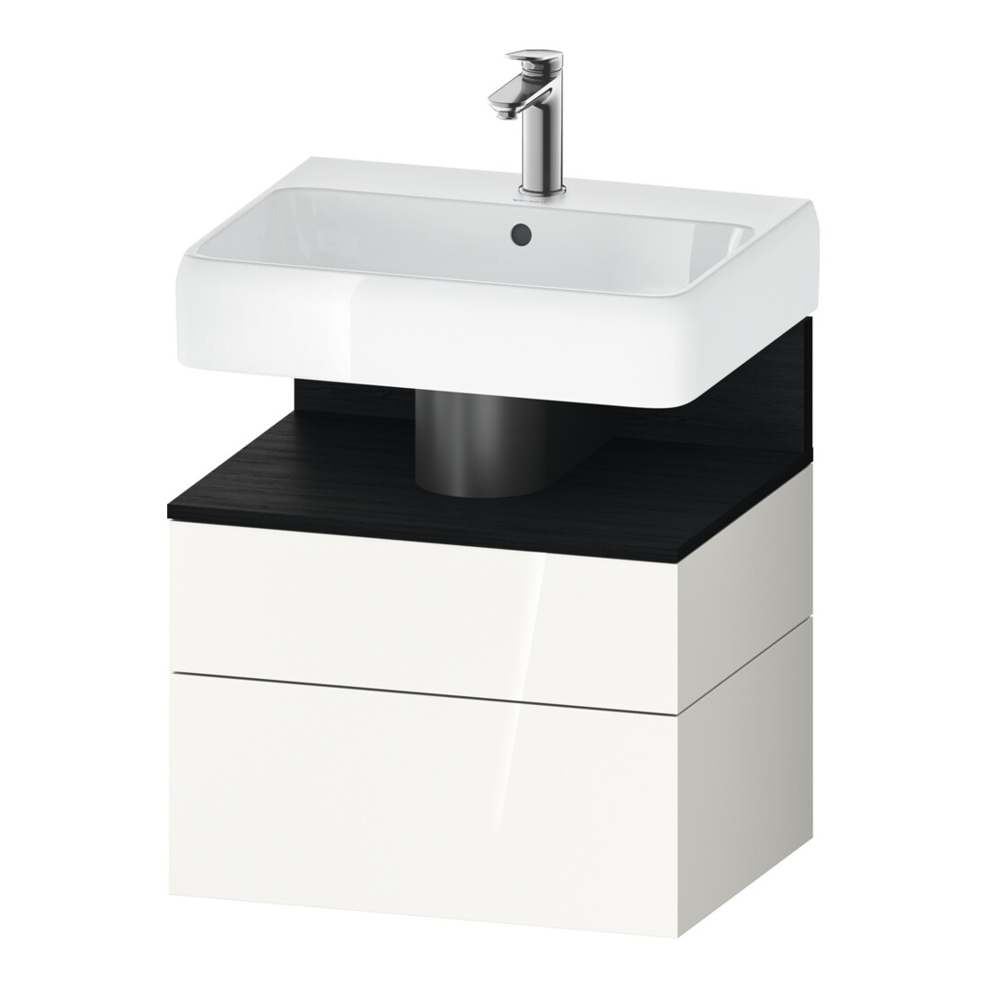 Duravit Meuble sous lavabo Qatego 59x47x59 cm, chêne clair/blanc, 1 porte, 1 tiroir