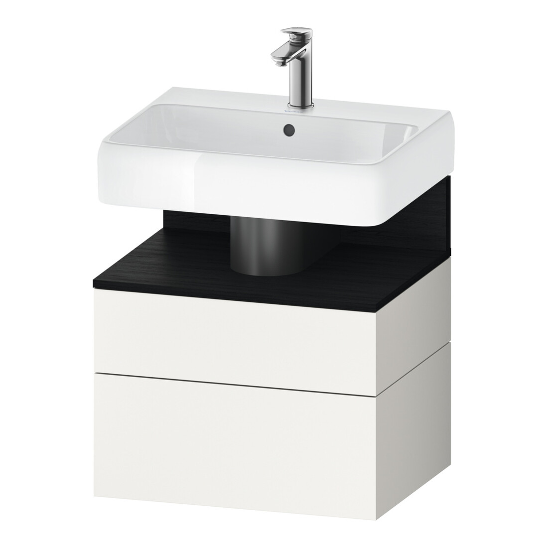 Duravit Meuble sous-lavabo Qatego 59x47x59 cm, chêne clair/blanc mat, 1 porte, avec poignée