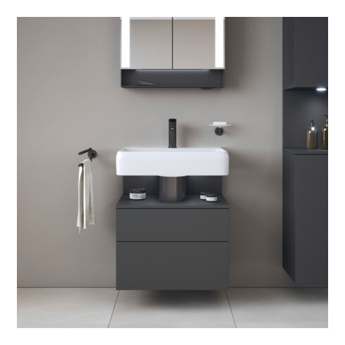 Duravit Meuble sous lavabo Qatego 59x47x59 cm, gris, 1 porte, pour niche