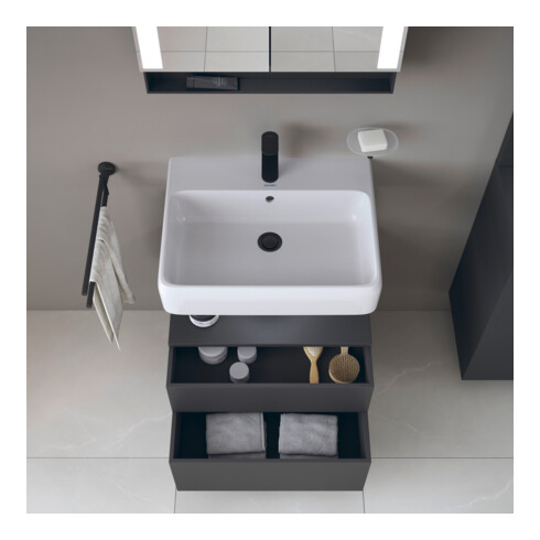 Duravit Meuble sous lavabo Qatego 59x47x59 cm, gris, 1 porte, pour niche