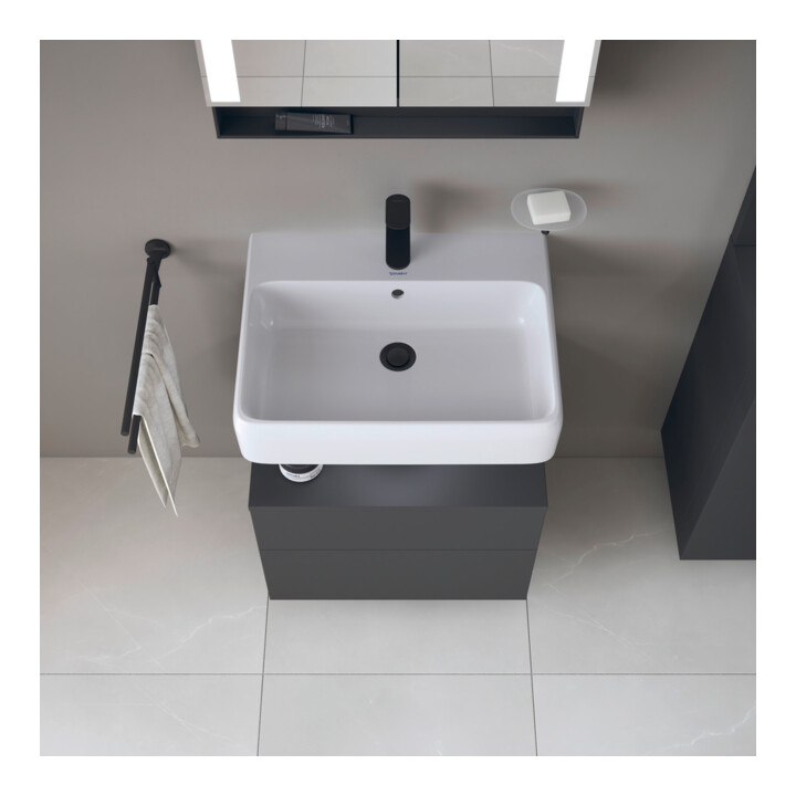 Duravit Meuble sous lavabo Qatego 59x47x59 cm, gris, 1 porte, pour niche